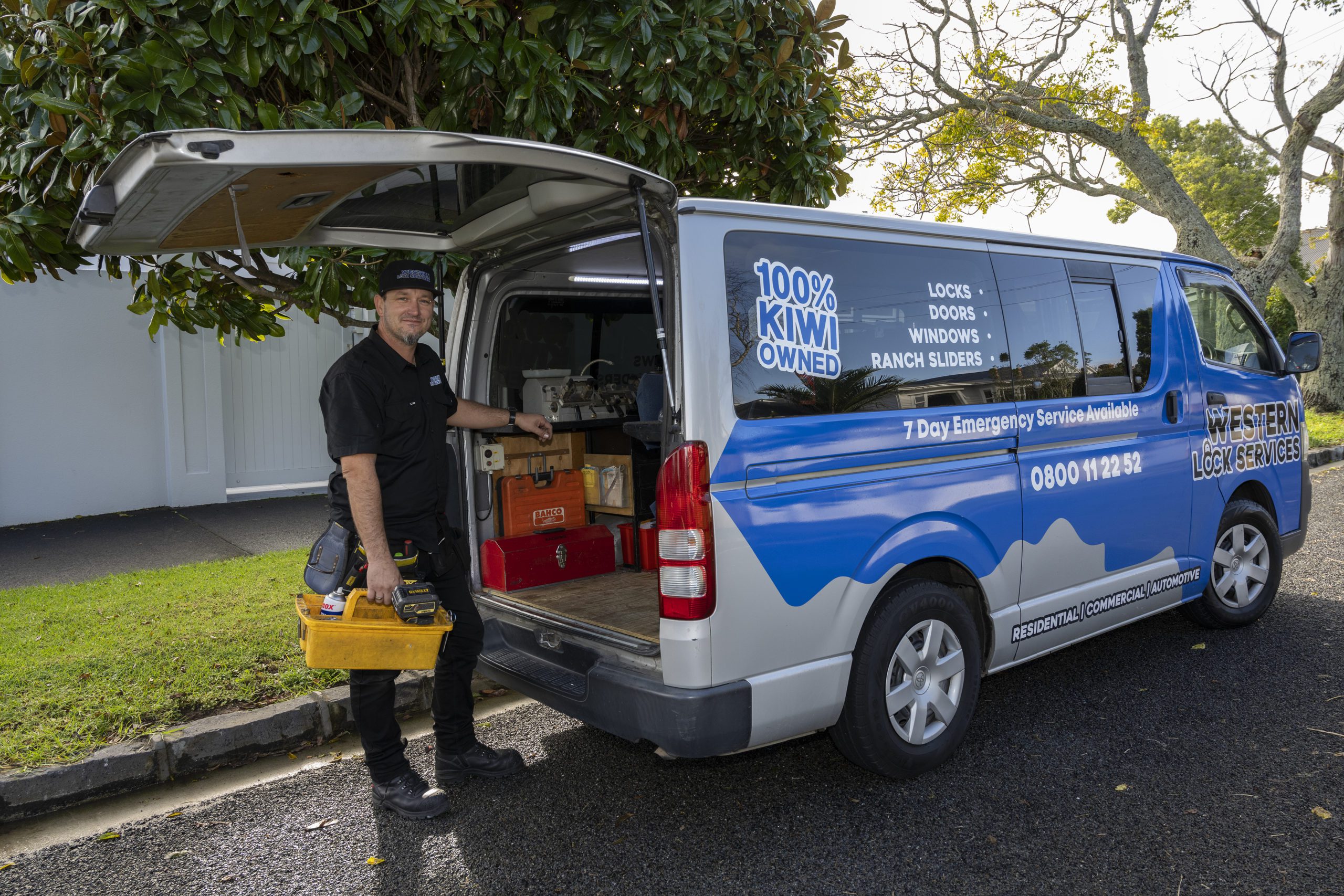 Residential locksmith outside company vehicle
